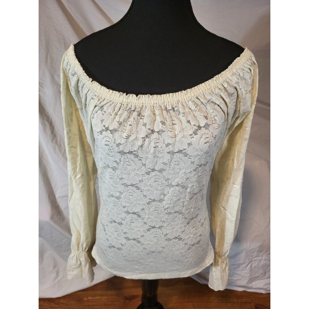Vintage Caia Ivory Lace Y2K Top Size M Romantic